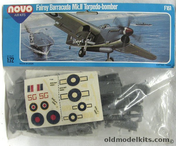 Novo 1/72 Fairy Barracuda (Ex-Frog) - Fleet Air Arm 812 Sq or  829 Sq HMS Victorious for the Tirpitz strike of 1944 - Bagged, F161 plastic model kit